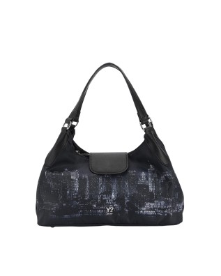  Ynot - Borsa shopping media con patta in tessuto ed ecopelle