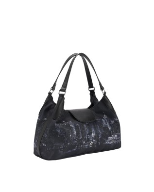  Ynot - Borsa shopping media con patta in tessuto ed ecopelle 2