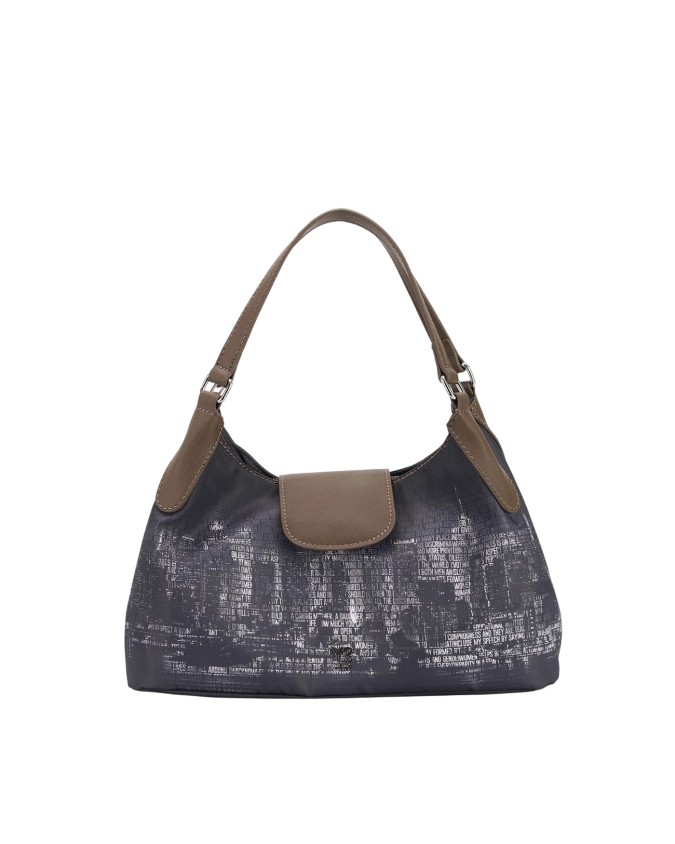  Ynot - Borsa shopping media con patta in tessuto ed ecopelle