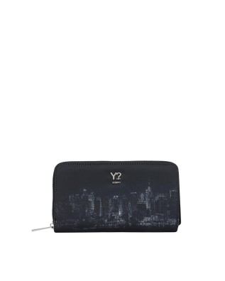  Ynot - Portafoglio donna zip around in tessuto ed ecopelle