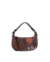  Ynot - Borsa a spalla hobo piccola in tessuto ed ecopelle con