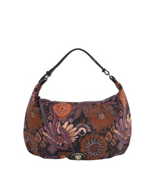 Ynot - Borsa a spalla hobo large in tessuto ed ecopelle Indigo