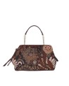 Ynot – Clutch aus Stoff und Kunstleder mit Indigo-Griff