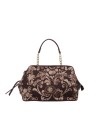 Ynot - Fabric and faux leather clutch with a handle in Indigo