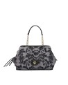 Ynot – Clutch aus Stoff und Kunstleder mit Indigo-Griff