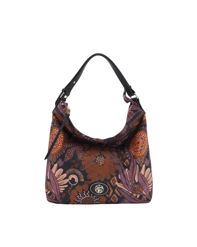  Ynot - Borsa a spalla Hobo in tessuto ed ecopelle con tracolla