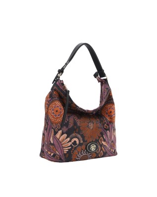  Ynot - Borsa a spalla Hobo in tessuto ed ecopelle con tracolla 2