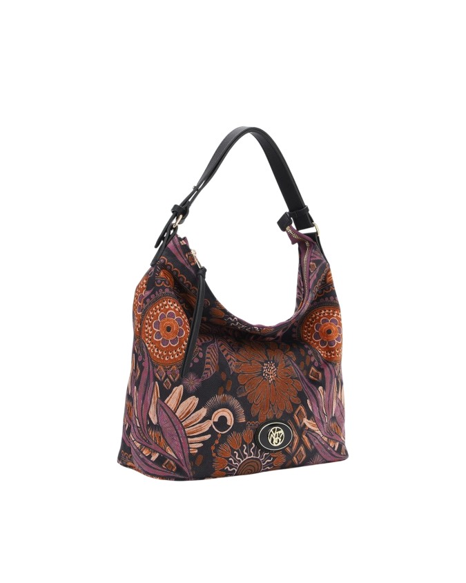  Ynot - Borsa a spalla Hobo in tessuto ed ecopelle con tracolla