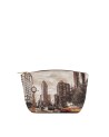 Ynot - Medium faux leather beauty case with "Yesbag" city print