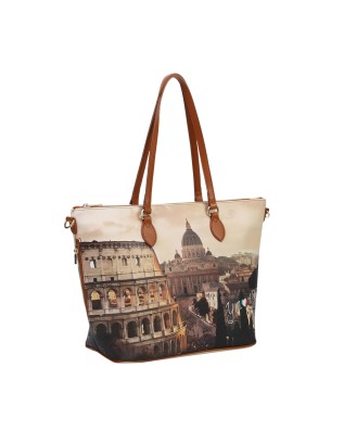  Ynot - Borsa shopping media in ecopelle stampa città Yesbag 2