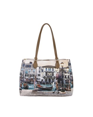  Ynot - Tote bag in ecopelle con stampa città Yesbag