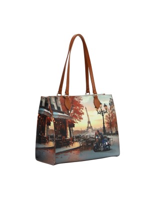  Ynot - Borsa shopping squadrata in ecopelle stampa città Yesbag 2