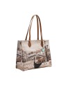 Ynot - Borsa shopping squadrata in ecopelle stampa città Yesbag