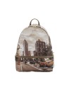 Ynot – Damenrucksack aus Kunstleder mit doppeltem Reißverschluss und Stadtmotiv, Modell Yesbag