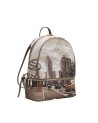 Ynot - Women's faux leather backpack with double zipper and city print by Yesbag