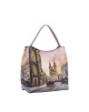 Ynot – Große Hobo-Umhängetasche aus Kunstleder mit Stadtmotiv von Yesbag