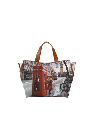  Ynot - Borsa tote bag grande in ecopelle stampa città Yesbag