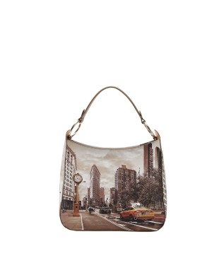  Ynot - Borsa a spalla a sacca in ecopelle stampa città Yesbag