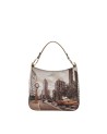 Ynot - Yesbag City-Print Faux Leather Bucket Shoulder Bag
