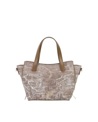  Ynot - Tote bag media in tessuto ed ecopelle Aeterna