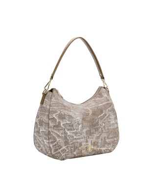 Ynot - Borsa a spalla Hobo in tessuto ed ecopelle con manico 2