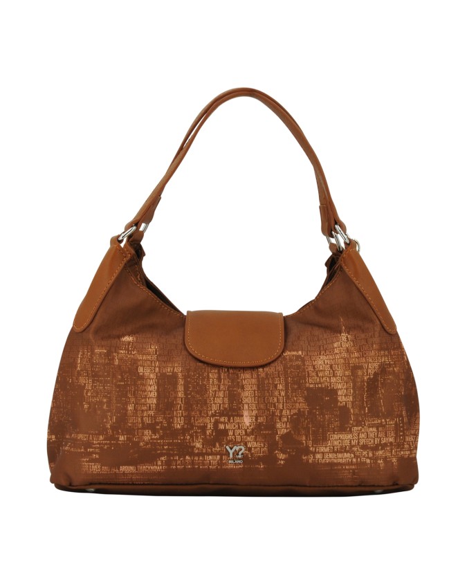  Ynot - Borsa shopping media con patta in tessuto ed ecopelle