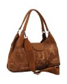  Ynot - Borsa shopping media con patta in tessuto ed ecopelle