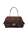 Ynot – Clutch aus Stoff und Kunstleder mit Indigo-Griff