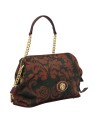 Ynot - Fabric and faux leather clutch with a handle in Indigo