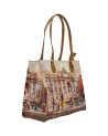  Ynot - Borsa shopping squadrata in ecopelle stampa città Yesbag