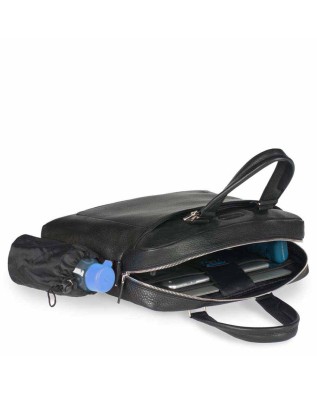 PIQUADRO - Cartellina due manici in pelle nero - Nero - 2