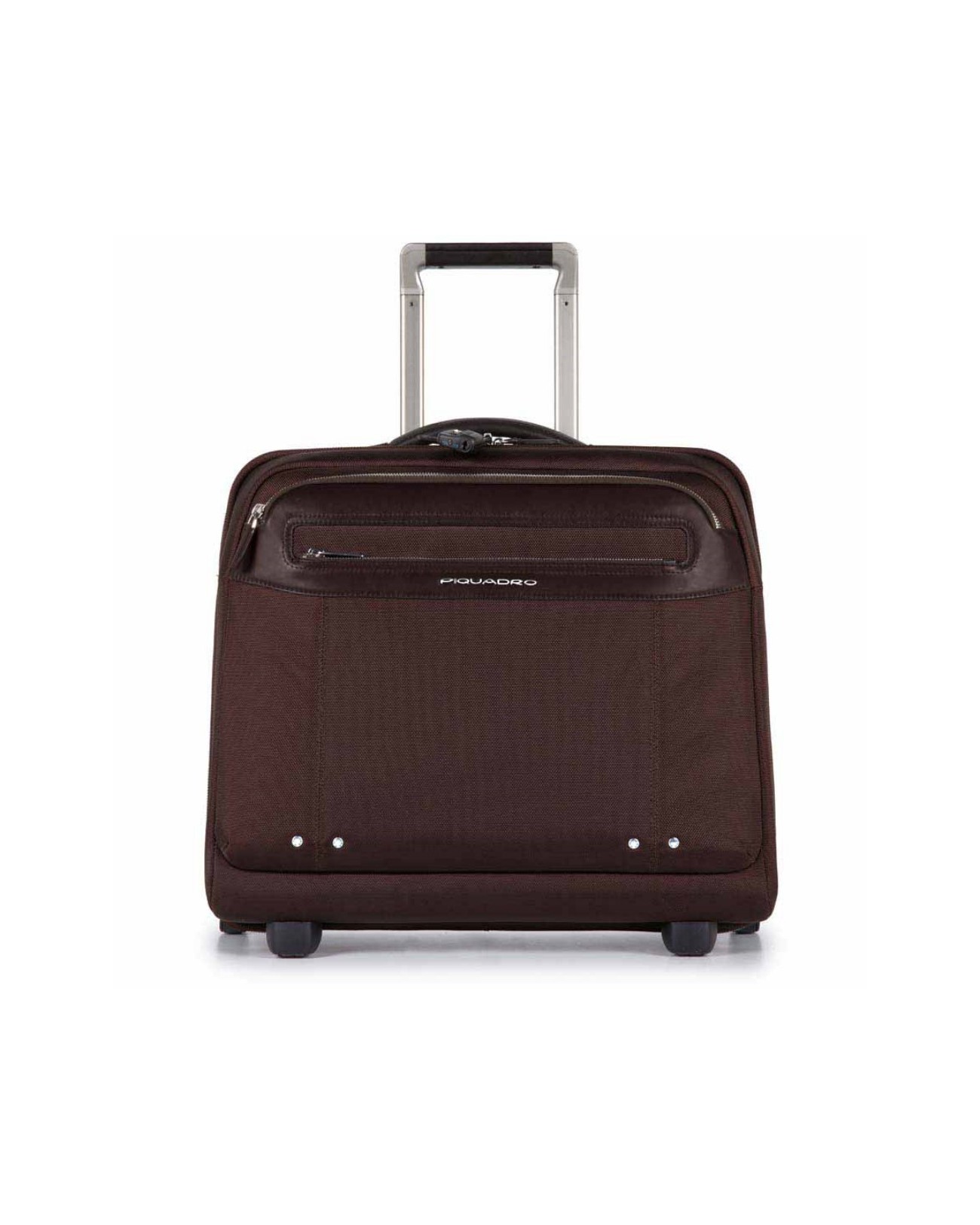 PIQUADRO - Pilot case sottile in pelle e tessuto - Testa di moro -  CA3408LK/TM
