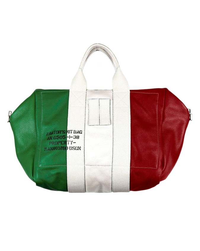 Manikomio Design - Borsa a mano in pelle con tracolla 38 Italian Flag