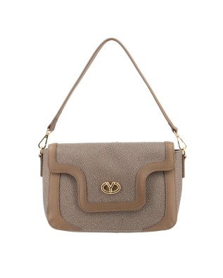 Ynot - Borsa a spalla con  patta in pvc Havana