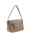 Ynot - Borsa a spalla con  patta in pvc Havana