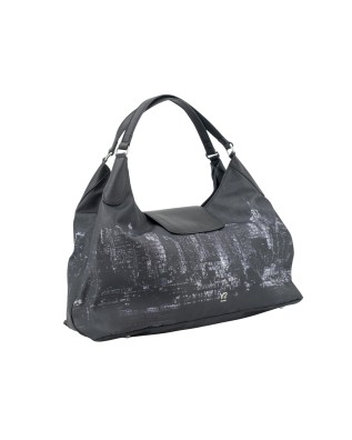 Ynot - Borsa a spalla shopping con patta in nylon L Grunge 2