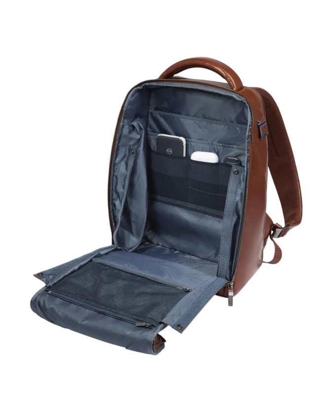  Piquadro - Zaino porta pc 14" in pelle personalizzabile Blue