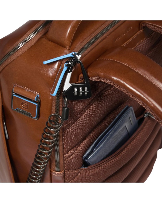  Piquadro - Zaino porta pc 14" in pelle personalizzabile Blue
