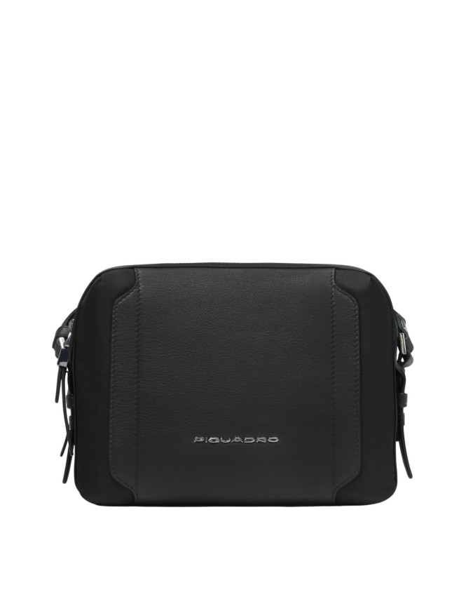 Piquadro - Borsa a tracolla donna camera case a due scomparti in pelle e tessuto Circle