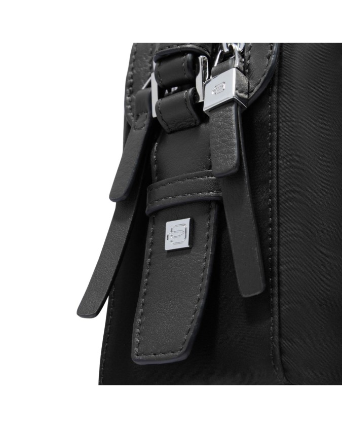 Piquadro - Borsa a tracolla donna camera case a due scomparti in pelle e tessuto Circle