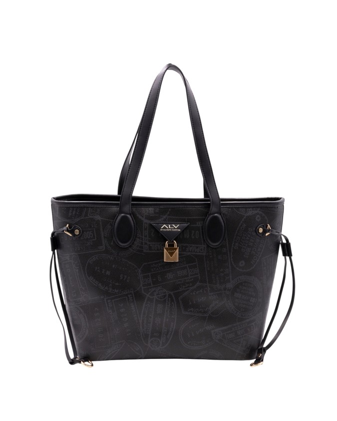 Alv By Alviero Martini - Borsa shopping in poliuretano con doppio manico Big Logo
