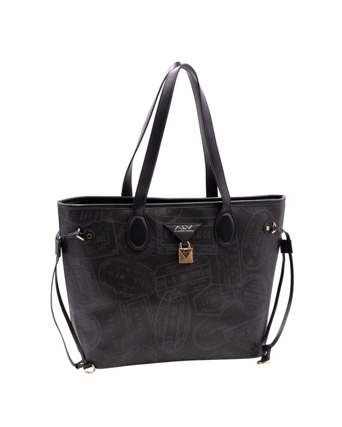 Alv By Alviero Martini - Borsa shopping in poliuretano con doppio manico Big Logo