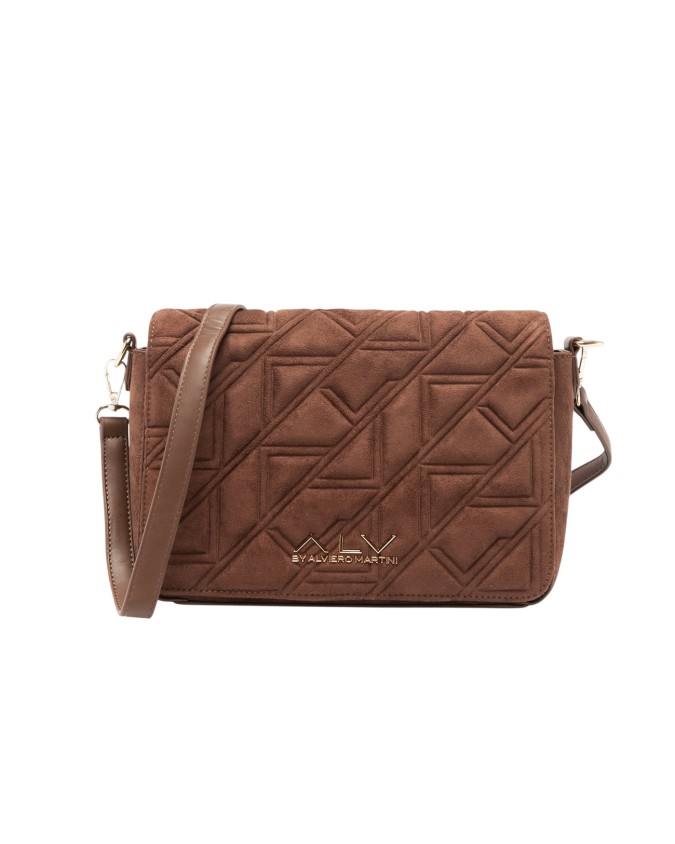 Alv By Alviero Martini – Borsa a tracolla con patta in poliuretano scamosciato Stella Suede