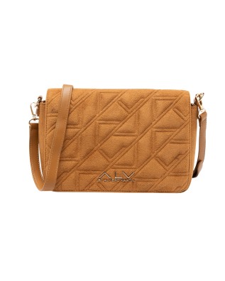 Alv By Alviero Martini – Borsa a tracolla con patta in poliuretano scamosciato Stella Suede