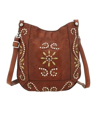  Campomaggi – Borsa a tracolla in pelle con borchiette Nora