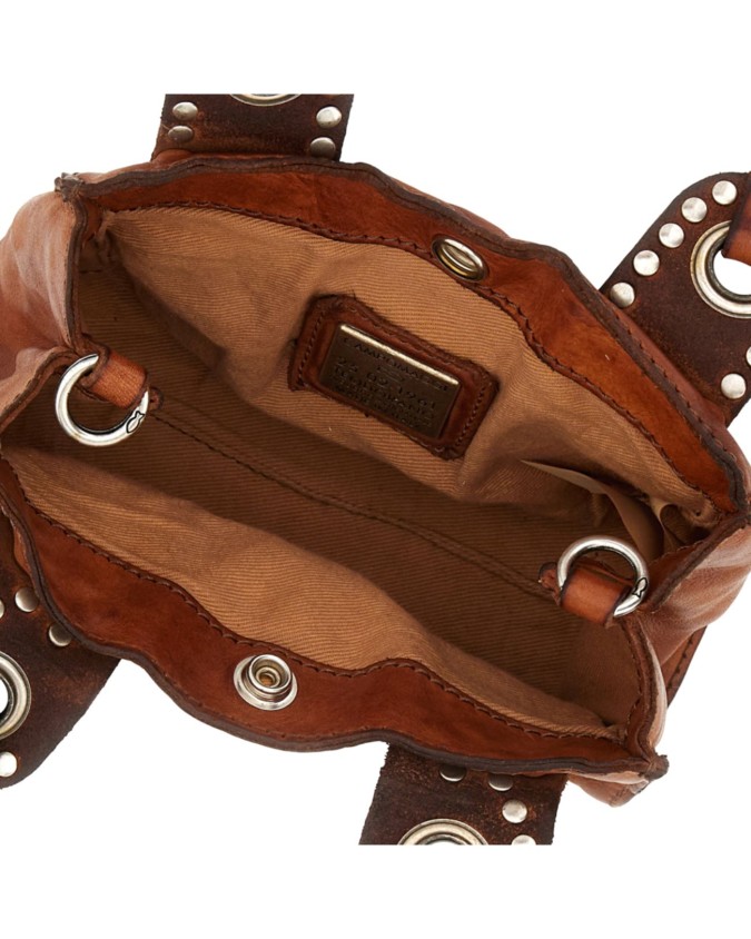 Campomaggi - Borsa a tracolla mini in pelle con borchie e traforatura Dafne
