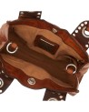 Campomaggi - Borsa a tracolla mini in pelle con borchie e traforatura Dafne