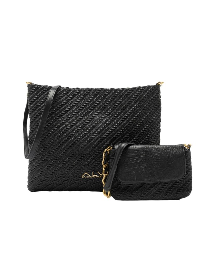 Alv By Alviero Martini - Borsa hobo large con pochette in poliuretano intrecciato Ginevra