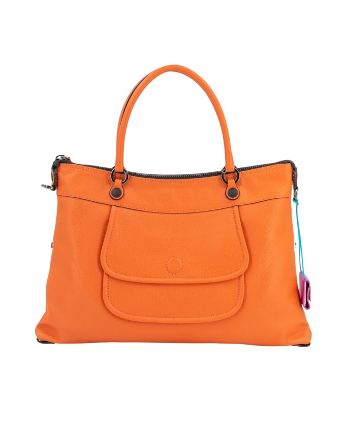 Gabs - Borsa piatta in pelle con tasca esterna Tg. M Bull Black Elara