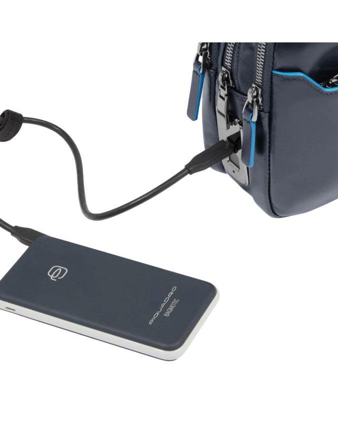Piquadro - Pochette uomo in pelle con chiusura a impronta digitale Blue Square
